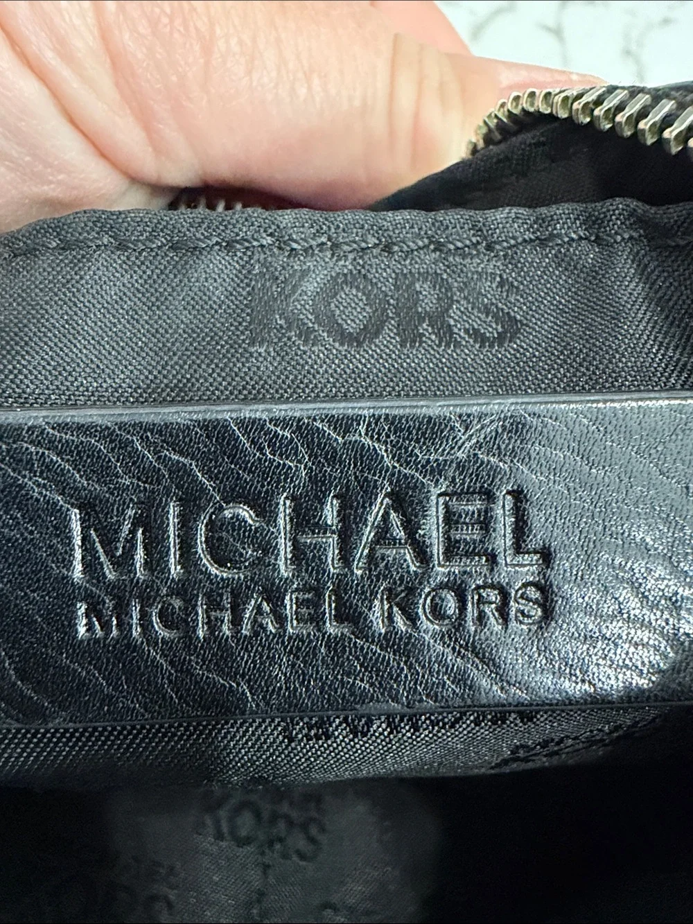 Michael Kors Black Leather Monogram Wristlet Clutch